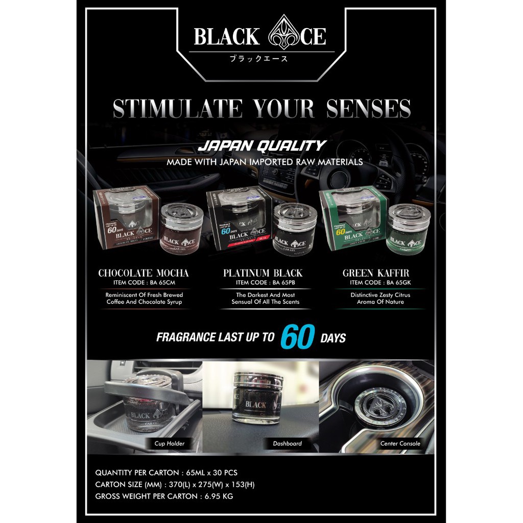 BLACK ACE Car Perfume Platinum Crystal Enrich Shine Musk ( 65ml Last 60