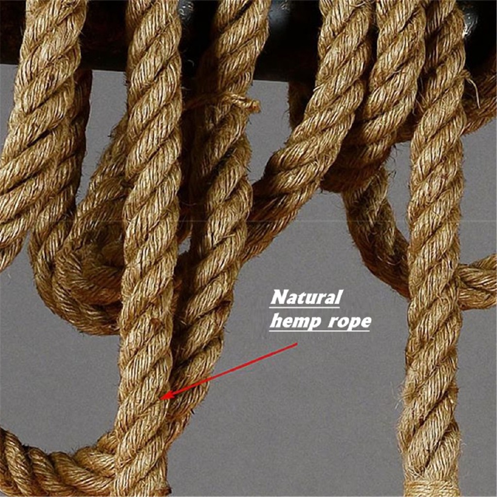 Hl Retro Metal Hemp Rope Industrial Pendant Light Hanging