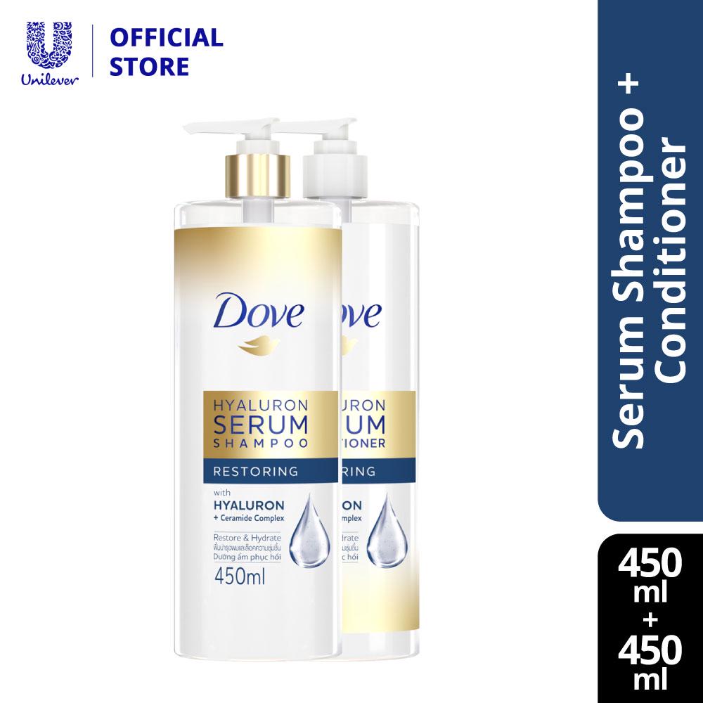 Dove Hyaluron Restoring Serum Shampoo 450ml + Conditioner 450ml