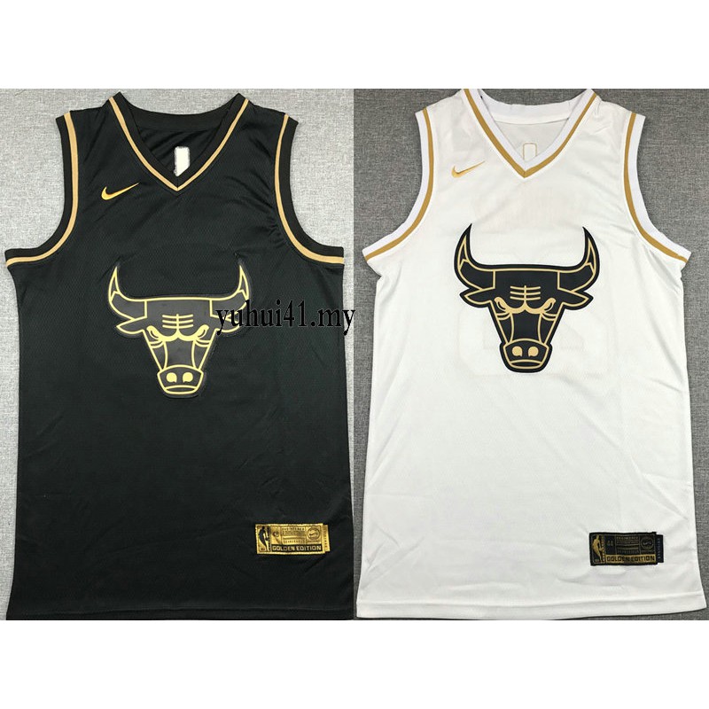 white and gold bulls shirt