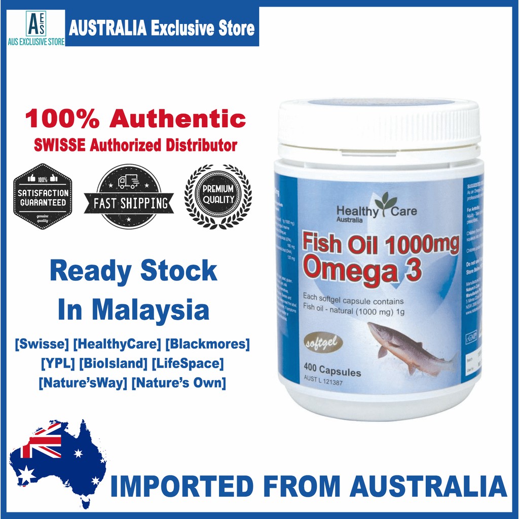 Healthy Care Australia Fish Oil 1000mg Omega 3 400 capsules | Shopee ...