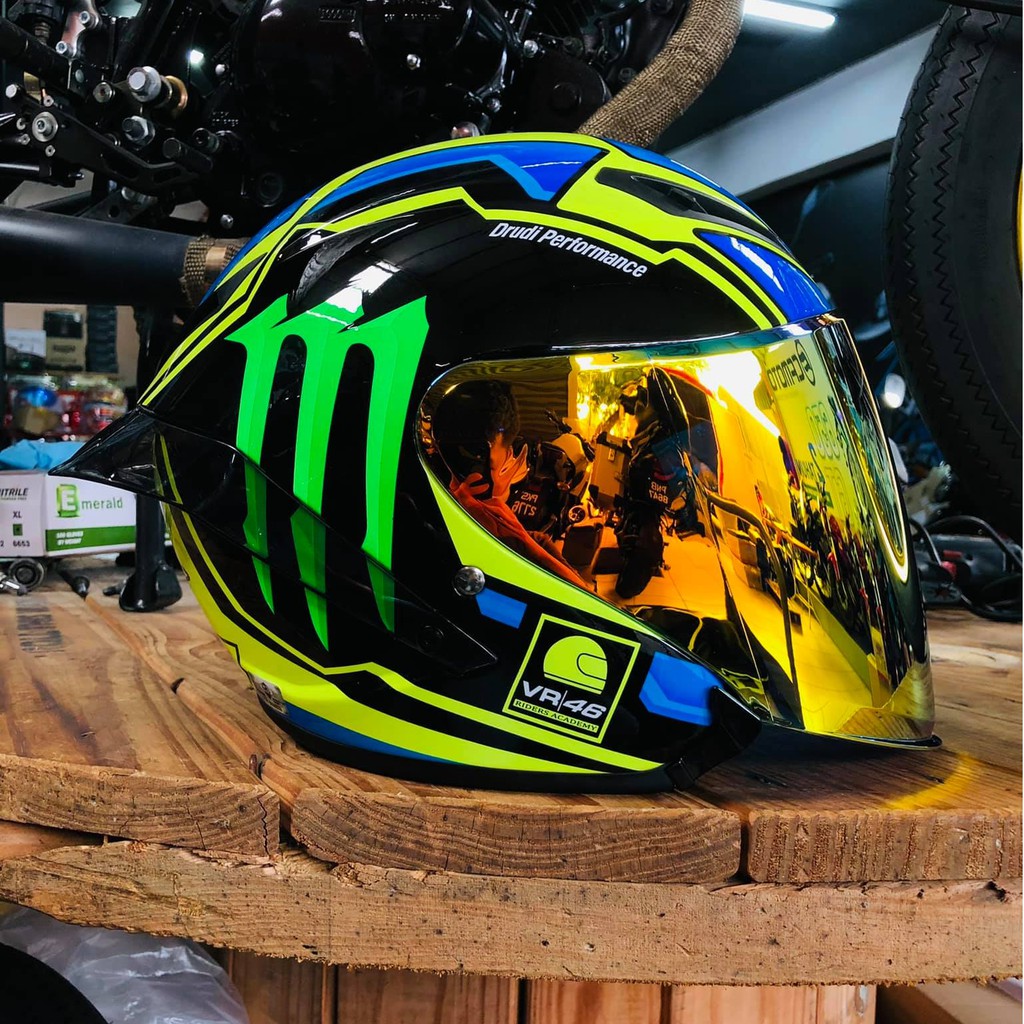 MHR P946 VR46 MotoGP Monster Rossi Yamaha Helmet With Spoiler Rear ...