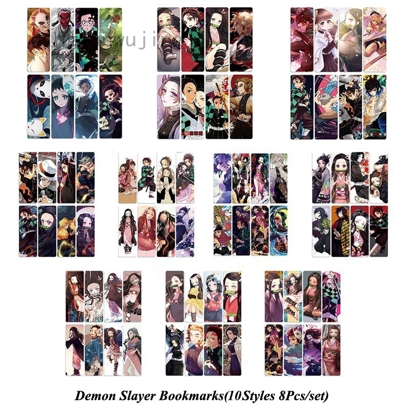 buy anime demon slayer kimetsu no yaiba cartoon bookmarks collection card creative gifts 12 8cm 4 5cm 8pcs set design seetracker malaysia