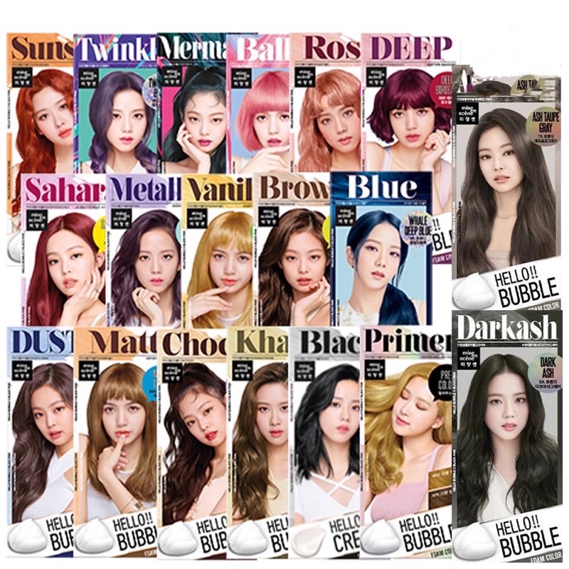 (Ready Stock) MISE EN SCENE X Blackpink Hello Bubble Foam Color Hair Dye Wash 7AR Ash Rose Scalp