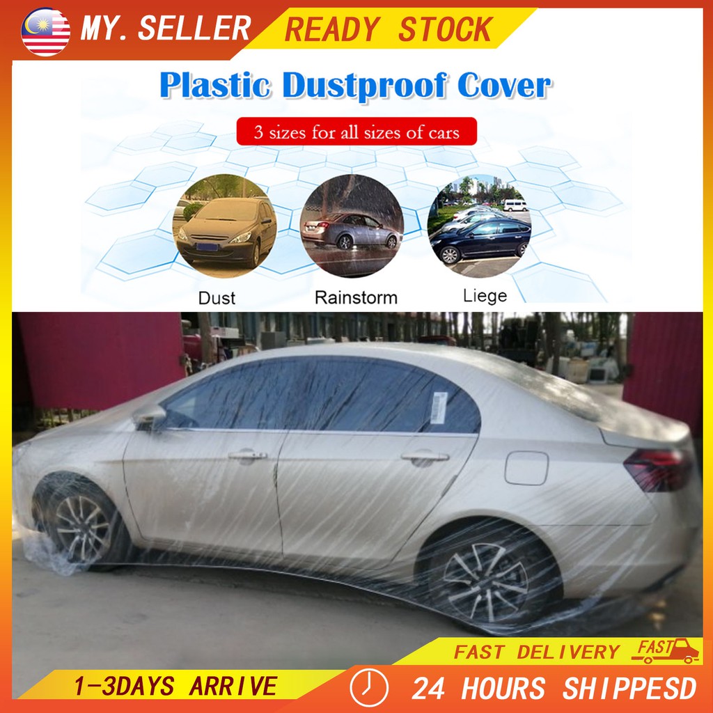 【MY READY】Selimut Kereta Kain Penutup Kereta Transparent Car Cover Outdoor  Protection Waterproof Car Cover Disposable
