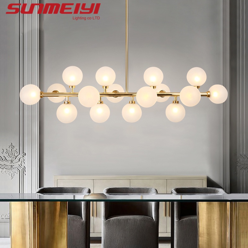 SUNMEIYI Modern Glass Lampshade Gold Ceiling Light LED Lamp Living Room Bedroom Decor Kitchen Island Lamp