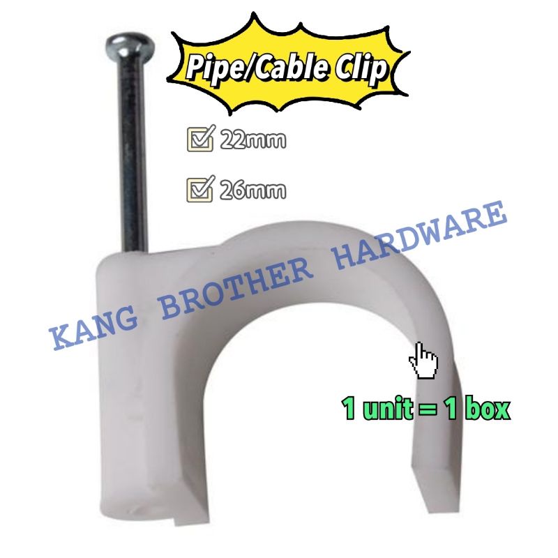 (1BOX) 22mm | 26mm | PVC PIPE CABLE CLIP / CANGKLUK PAIP AIR | Shopee ...