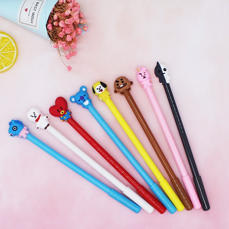 Fashion Kpop Bts Bt21 Cute Black Ink Gel Pen Tata Koya Cartoon