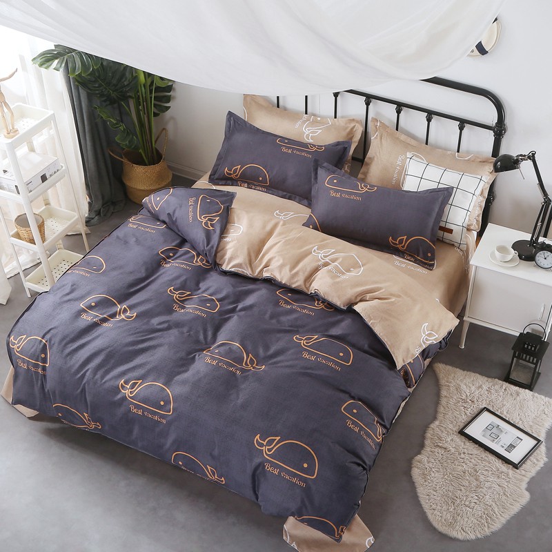 3in 1 4 In 1cadar Bedsheet Single Queen Sizewhale Pattern Bedding