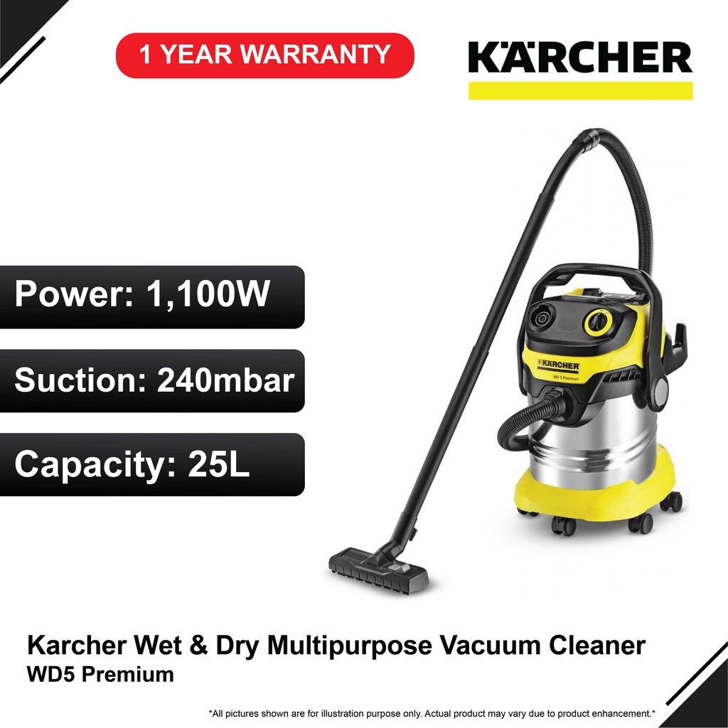 Karcher WD5 Premium Wet & Dry Multipurpose Vacuum Cleaner (1800W/25L
