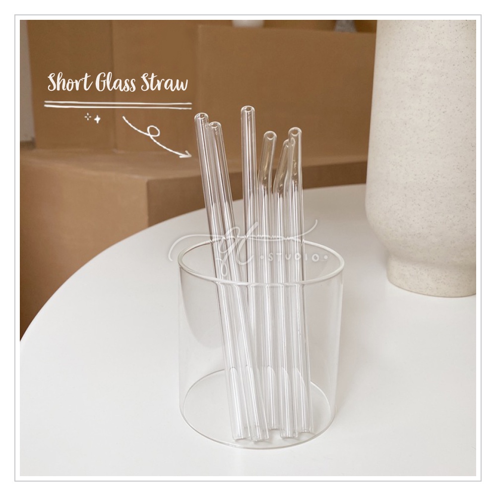 [Ready Stock] Reusable Glass Straw / Glass Drinking Straw Short (15cm)