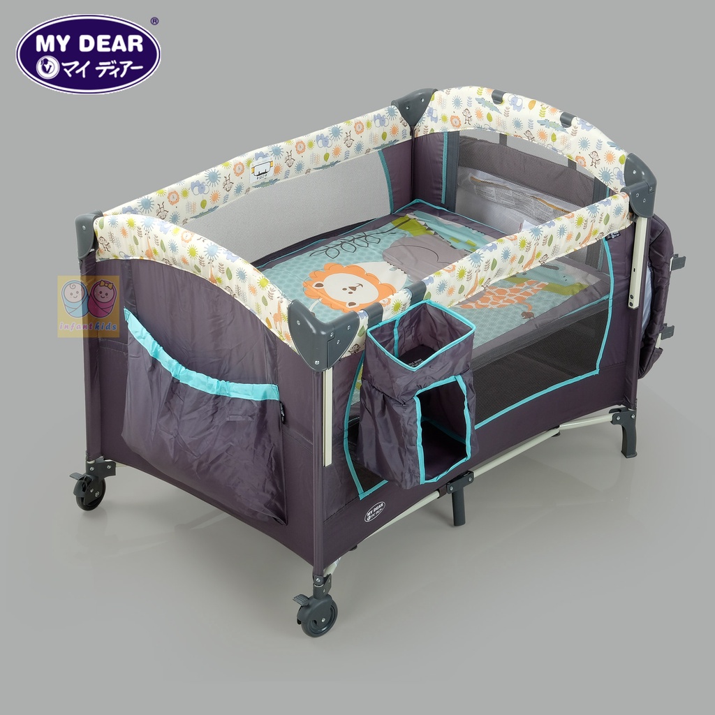 My Dear Playpen A With Side Slide Door Diaper Changer Side Pocket Mosquito Net Shopee Malaysia