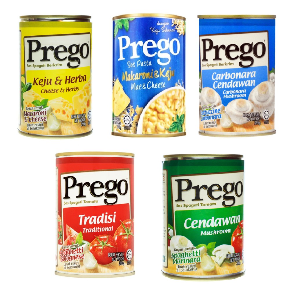 Prego Pasta Sauce (Can) - Cheese & Herbs/Mac & Cheese/Carbonara  Mushroom/Mushroom/Traditional (290g/295g/300g) | Shopee Malaysia