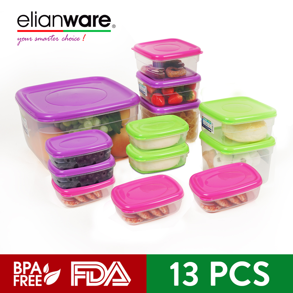 Elianware [13Pcs] BPA FREE Microwavable Transparent Food Containers Value Set