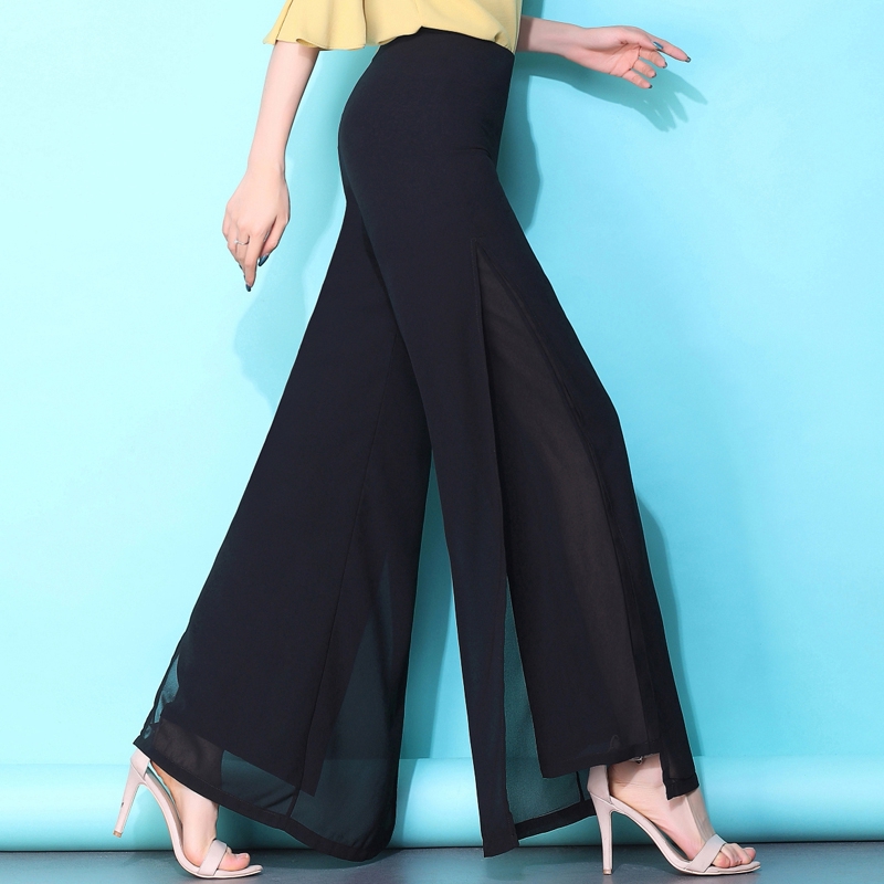 flared pants with side slits