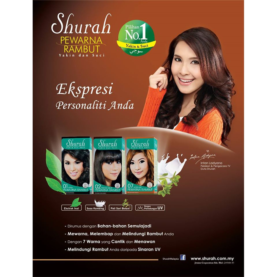  Shurah  Pewarna  Rambut  dengan Pelindungi UV Halal  