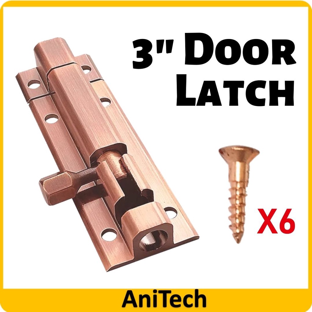 3" Stainless Steel Security Safety Door Latch Heavy Duty Antique Brass