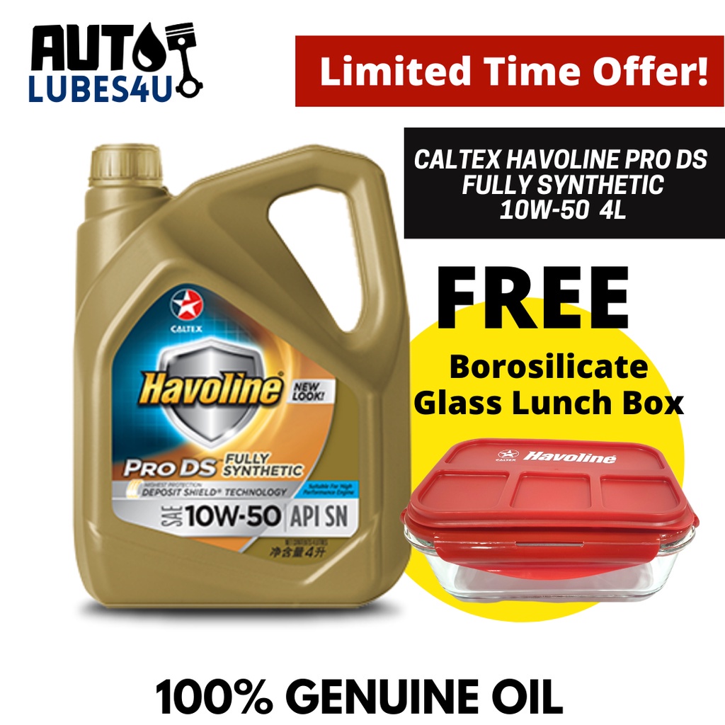Caltex Havoline ProDS Fully Syn 10W50 4L (FOC Borosilicate Glass Lunch
