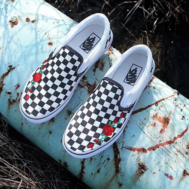 vans checkerboard slip on custom