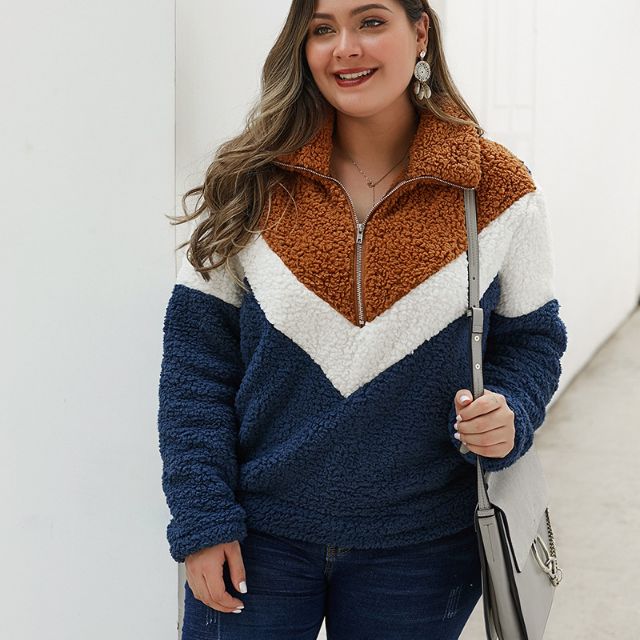 plus size zipper sweater