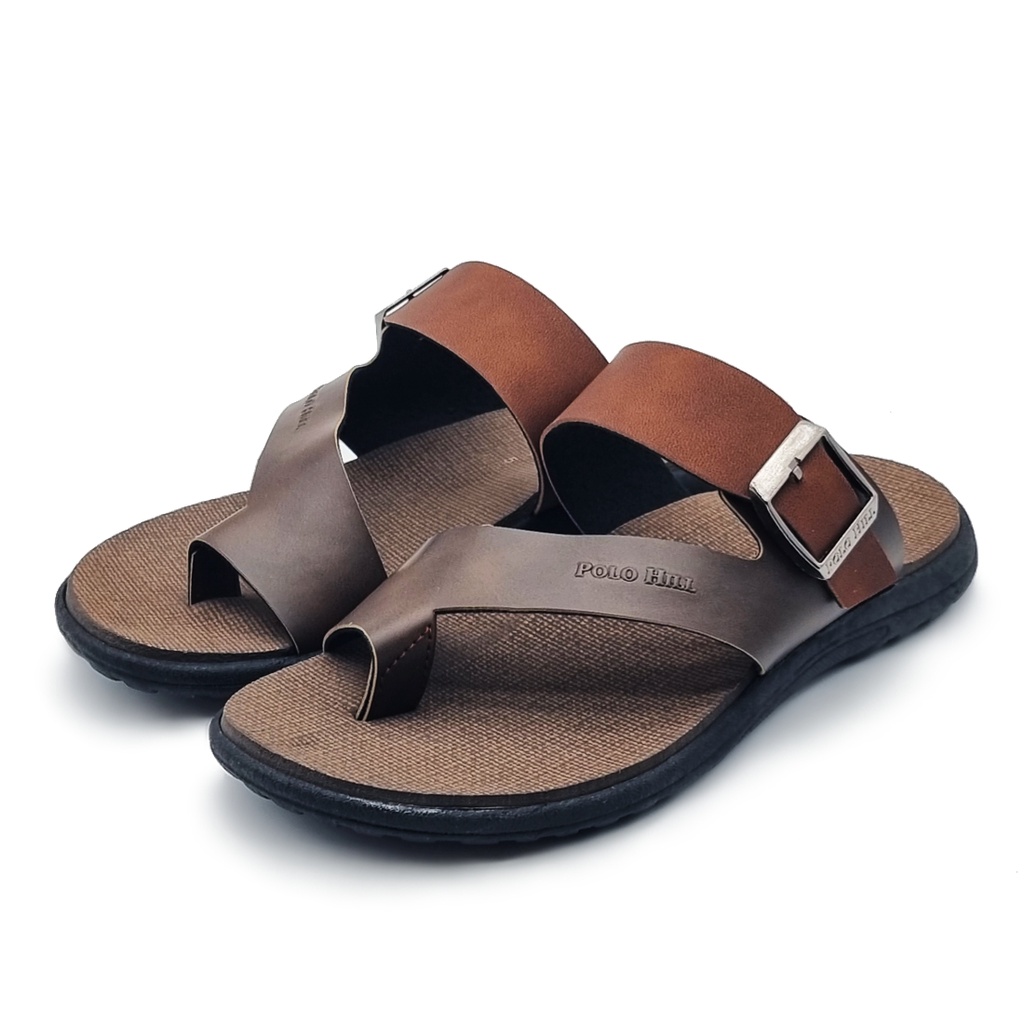 POLO HILL Men Casual Slide Sandals PMSSMS4009 (Brown/Grey) Shopee