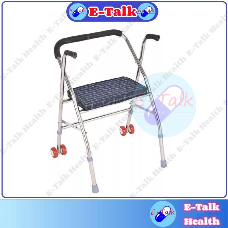 😍E-Talk😍 Walker Walking Frame Medical Crutch cane Foldable Elder stick tongkat 4 kaki tongkat kaki empat 拐杖拐杖椅