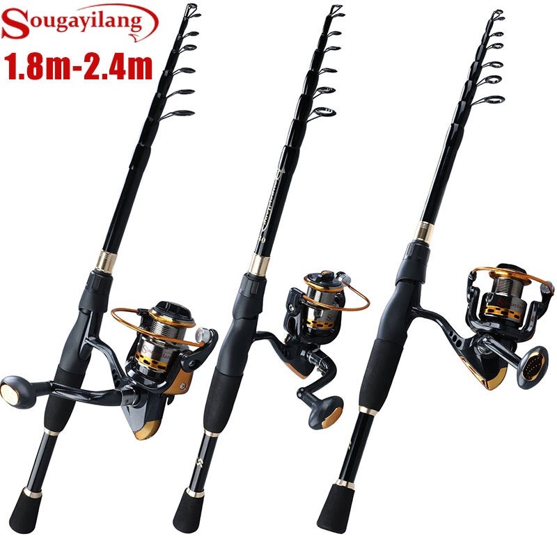 telescopic fishing rod with reel