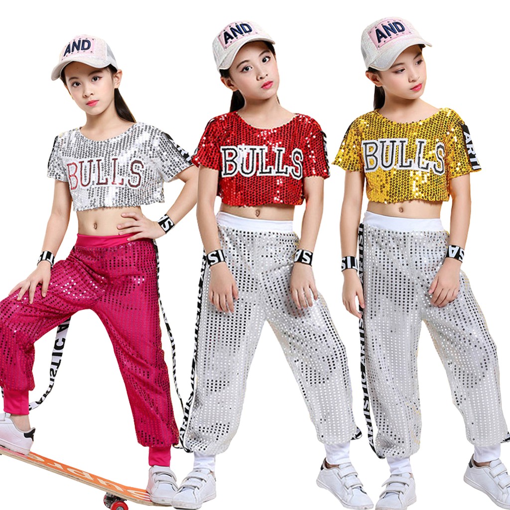 Unisex Kids Sequins Jazz Dance Costume Hip Hop Clothing Streetwear School  Activities Performance Outfit | Shopee Malaysia