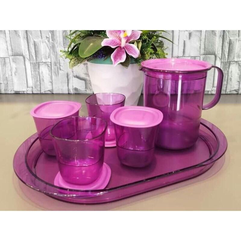 TUPPERWARE Purple Royal Crystalline Drinking Set | Set Jug dan Cawan