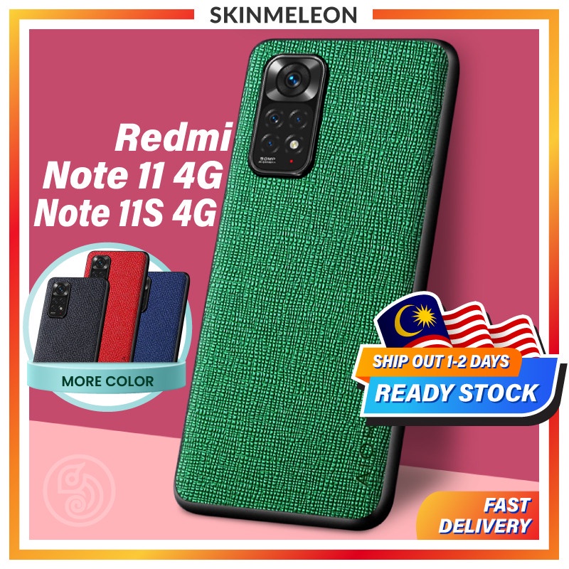 SKINMELEON Redmi Note 11S Casing / Redmi Note 11 Casing 4G Case PU Leather Cross Pattern TPU Hard Back Cover