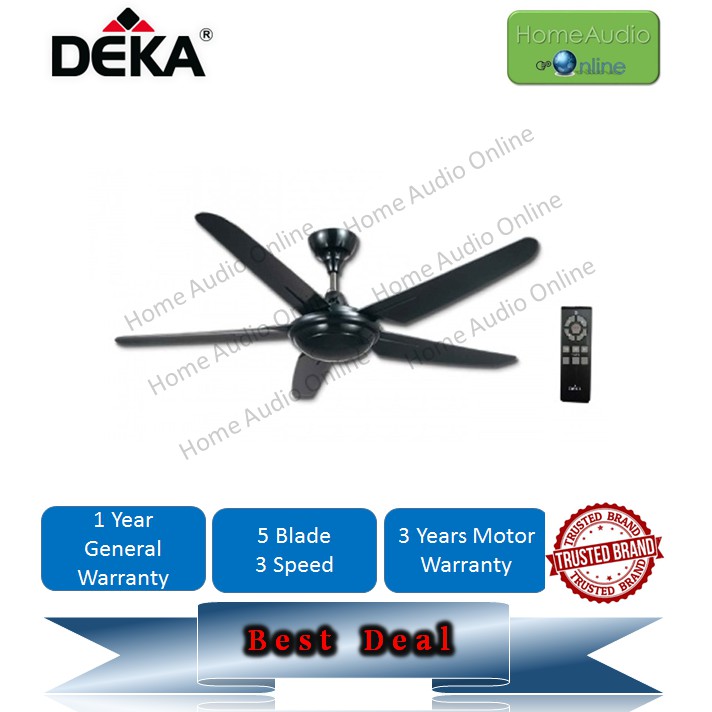 Deka Kronos Remote Control Ceiling Fan 3 Speed 5 Blade F5p