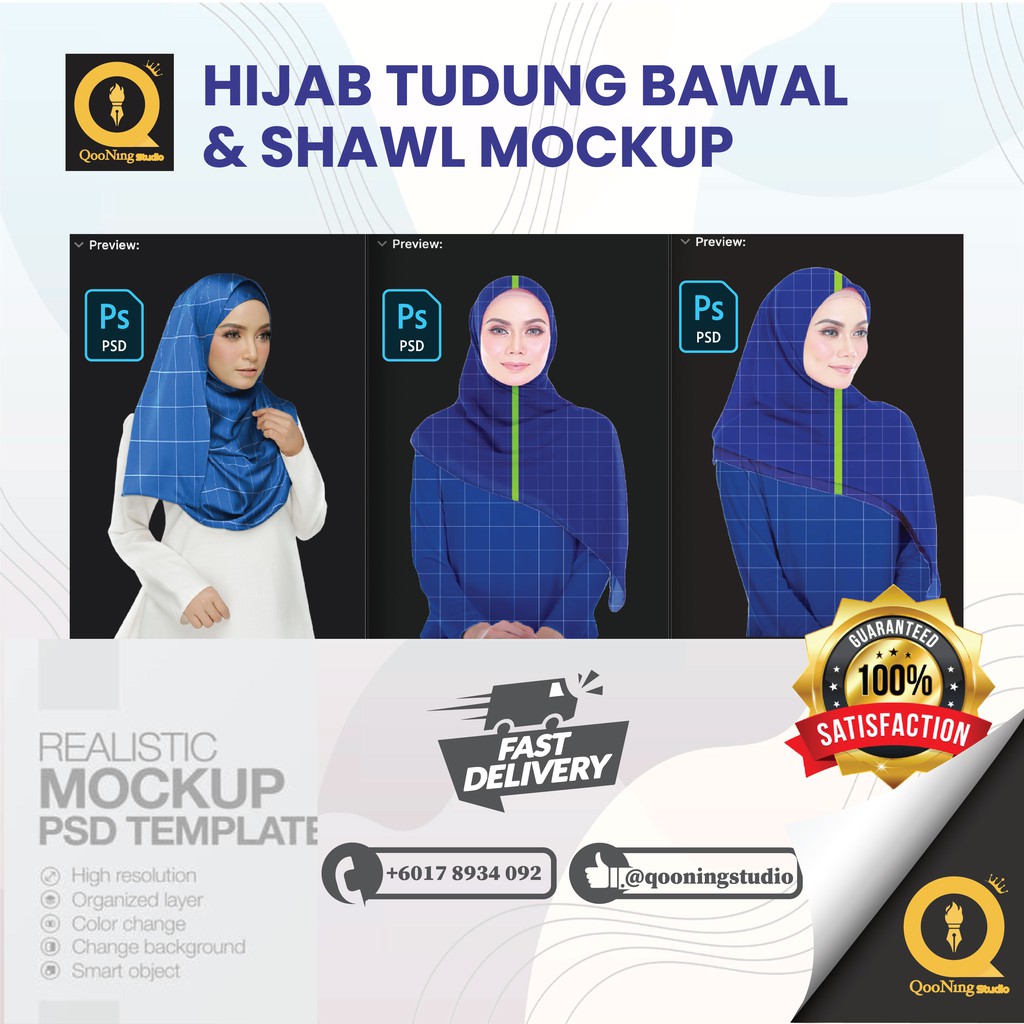 Download Mockup Murah Hijab Tudung Bawal Shawl Shopee Malaysia