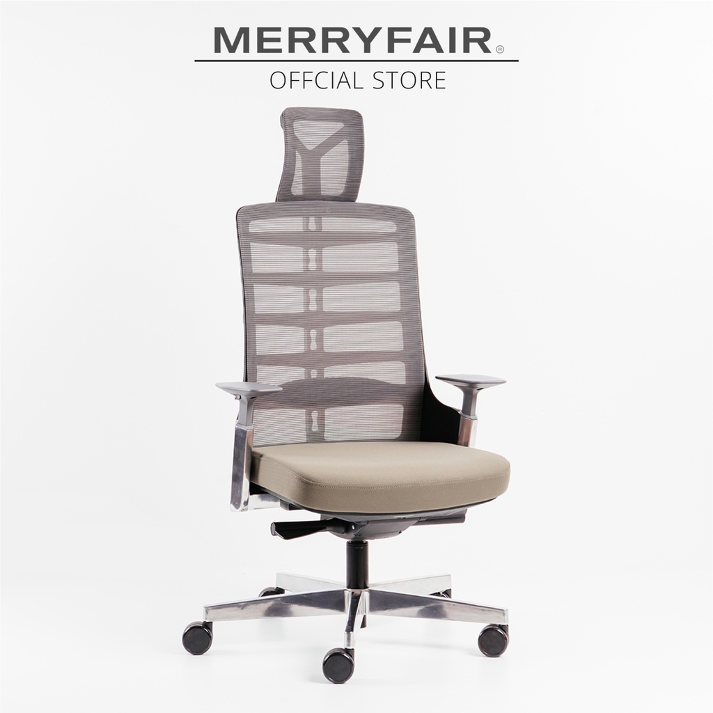 MERRYFAIR SPINELLY High Back Chair Black frame (Taupe Mesh) Shopee