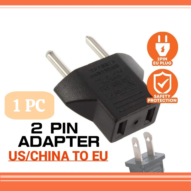 (2 PIN Adapter) Converter US Input to EU Malaysia Output Round Plug Socket Household Travel China Plug To Malaysia Plug