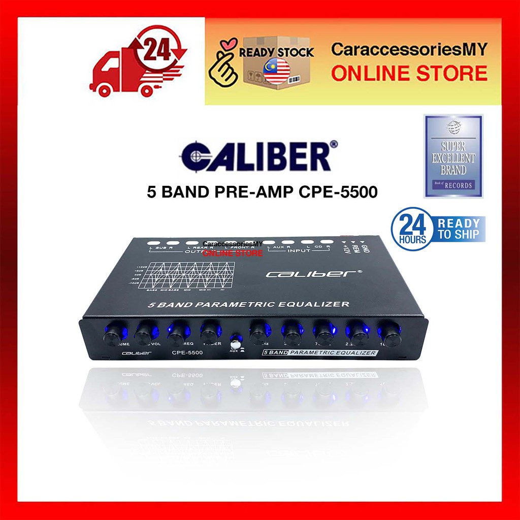 CALIBER 5-Band Pre-Amp CPE-5500 Latest Model Equalizer with subwoofer output suitable for all type of car