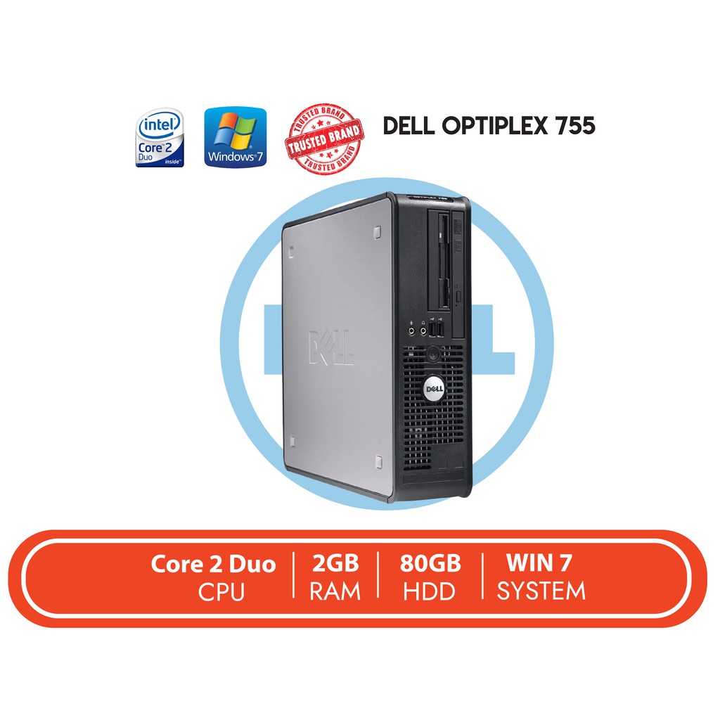 Cpu Dell Optiplex 755 Refurbish Core 2 Duo 2gb Ram 80gb Hdd Shopee Malaysia