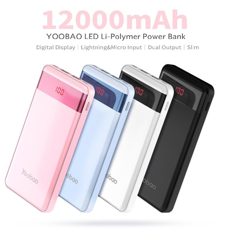 Yoobao Pl12pro Power Bank 12000 Mah Air Power Pack Slim And Portable Shopee Malaysia