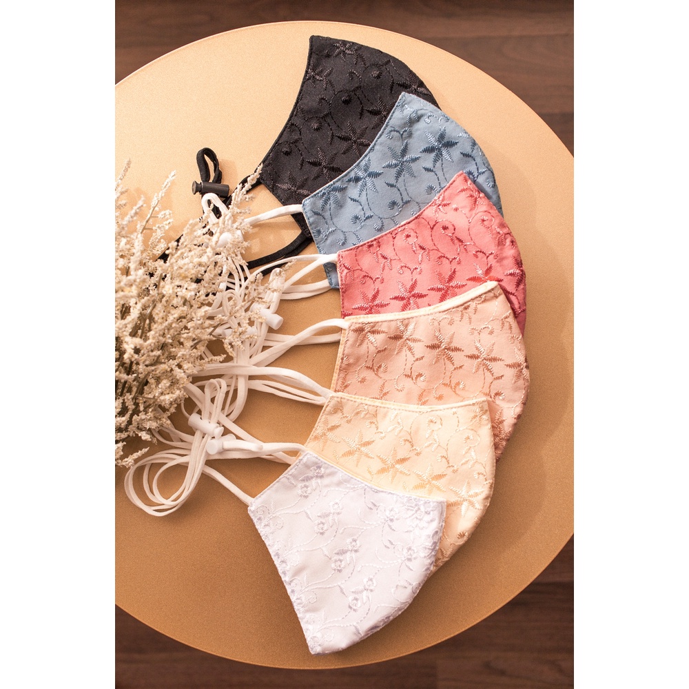 Head Loop Cotton Embroidered Face Mask with Filter