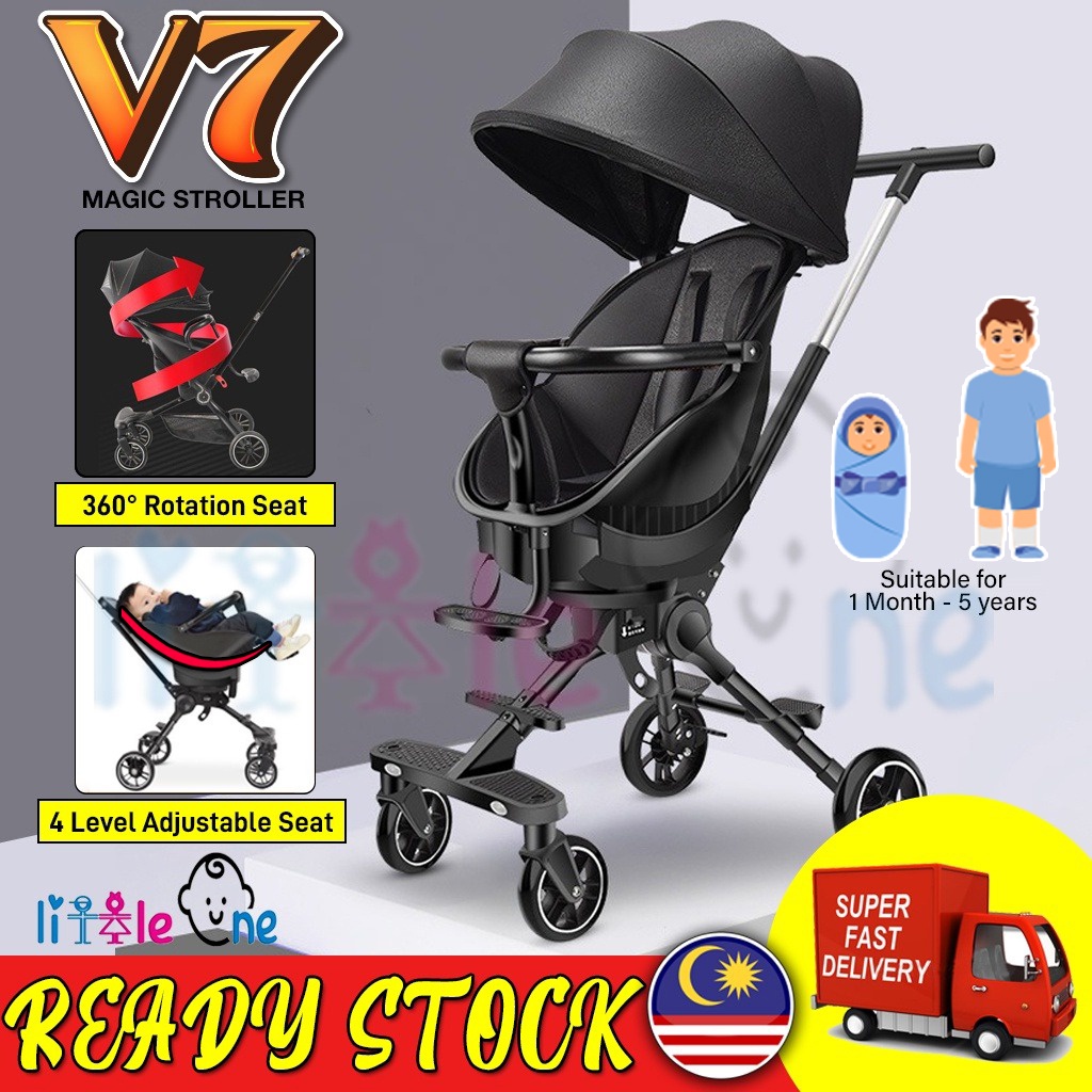 Little One Advance V6 V7 V8 Magic Stroller 360 Rotating Kids Stroller Two Way Magic Strollers 2 Way Budak Stroler Lipat