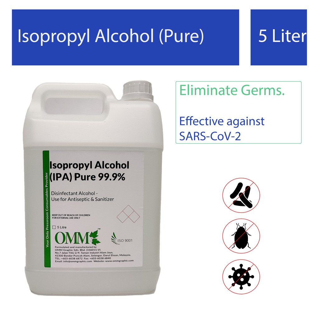 Isopropyl Alcohol Ipa Pure 999 5l Shopee Malaysia 4497