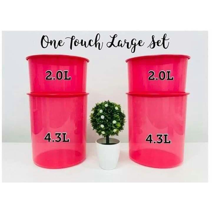 Tupperware Red OT One Touch Large Set (4 pcs) Air Tight Food Canister