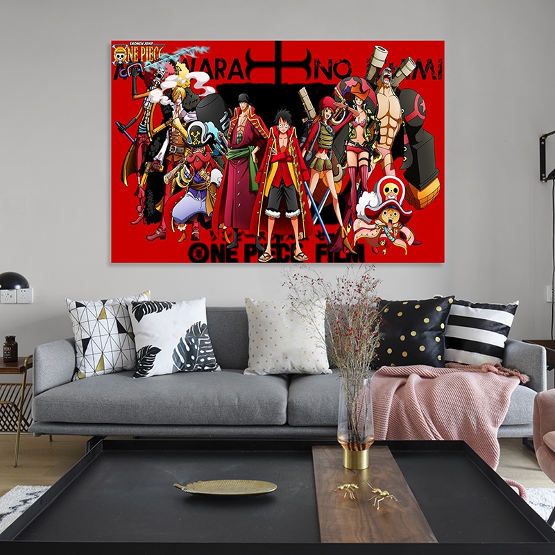 Large One Piece Poster Luffy Zoro Nami Franky Boa Lawwall Decor Prints For Living Room Bedroom Cafe Shop Shopee Malaysia