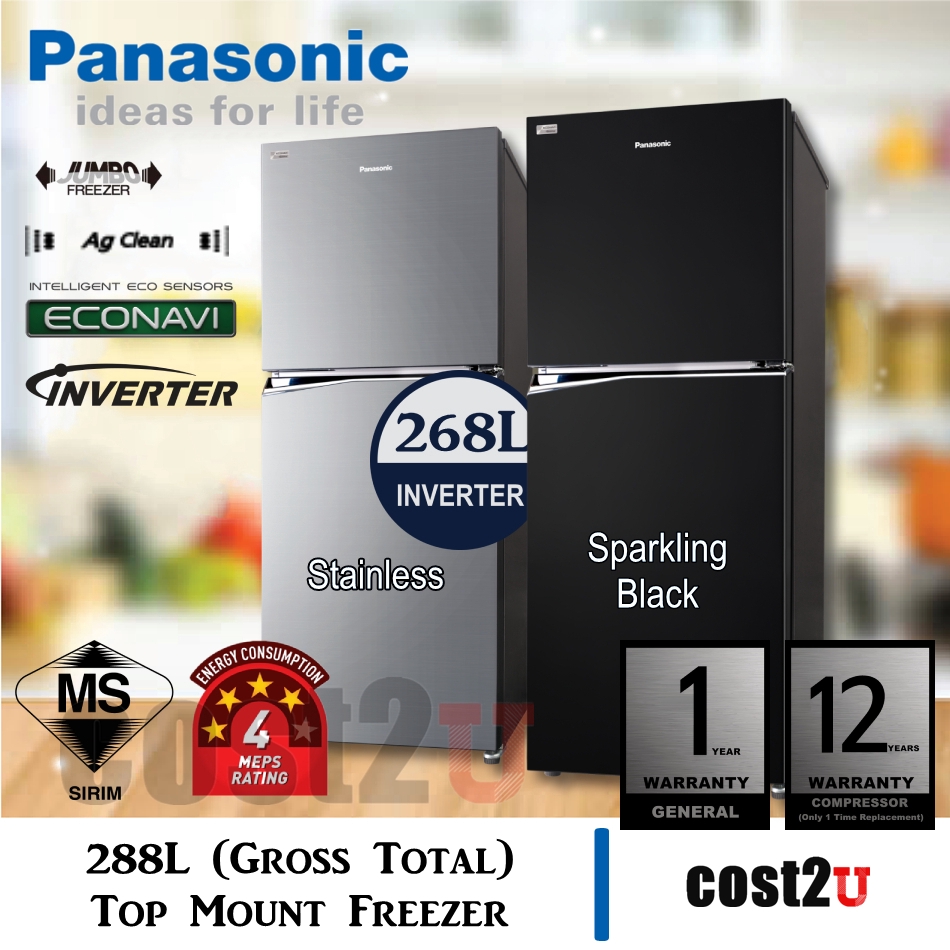 Gdex Panasonic 268l Inverter Top Mount Refrigerator Nr Bl302psmy Nr Bl302pkmy Fridge Peti Sejuk Peti Ais ç