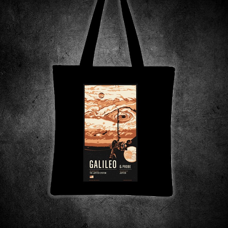 GALILEO AND PROBE (SPACE VINTAGE TRAVEL) Printed tote bag canvas