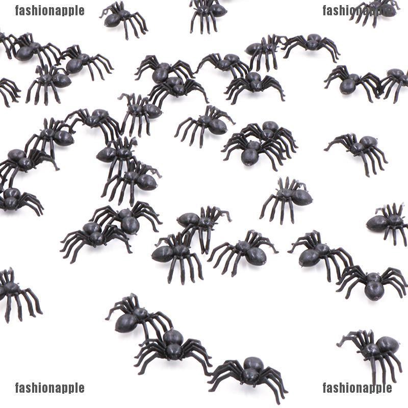 50pcs Black Plastic Fake Spider Toys Halloween Funny Joke Prank Realistic Props