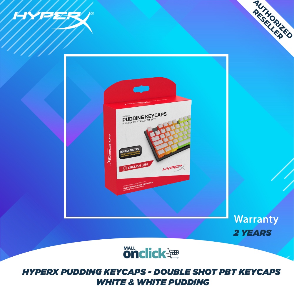 HyperX Pudding Keycaps Double Shot PBT Keycaps White + White pudding