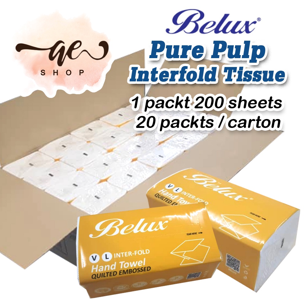 100% Pure Pulp Belux Tissue 2 Ply\/ V Fold \/ Interfold \/ Multifold Paper ...