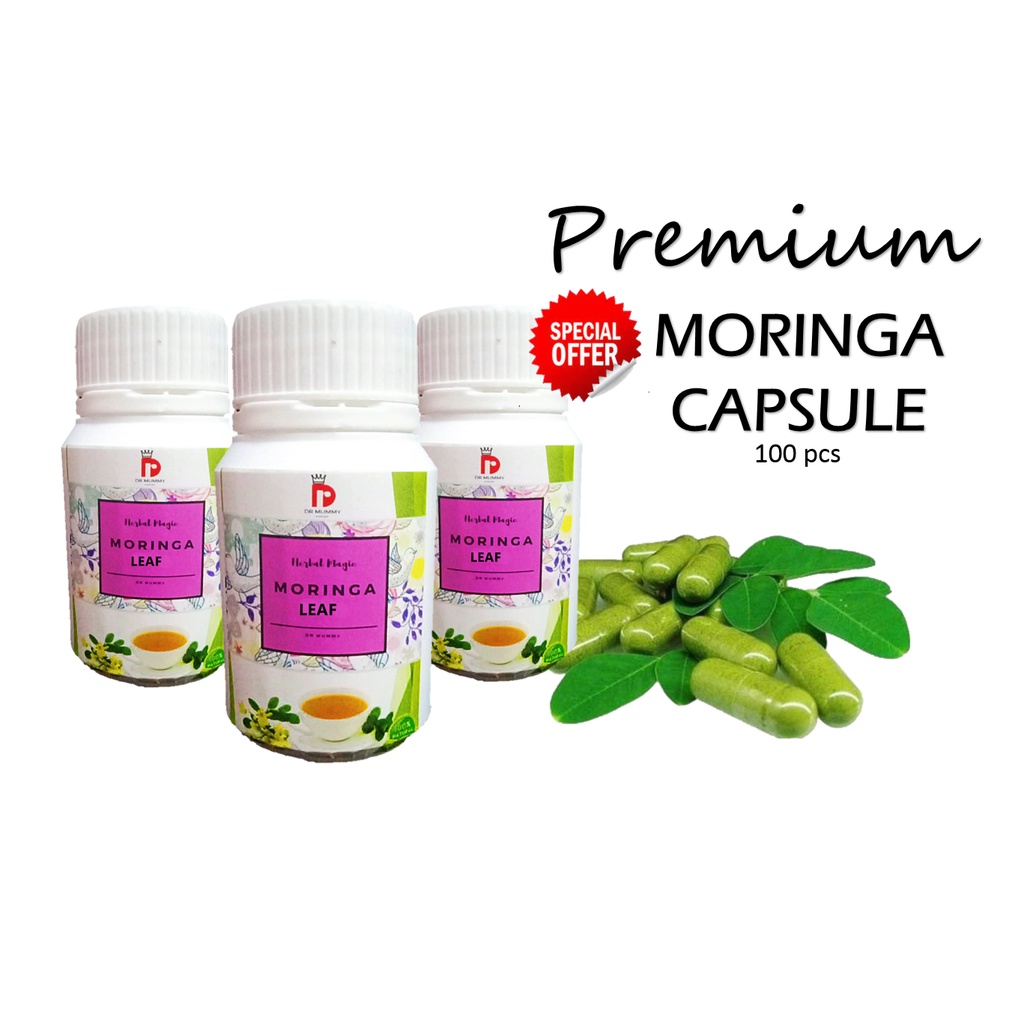 100% PURE Moringa Oleifera Leaf Capsules Contains 100PCS | Kapsul Daun ...