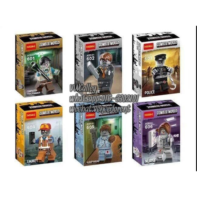 Compatible Brick 601-606 Zombie World Minifigure 6Design@set