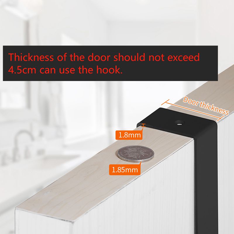 ()Door Hanger Clothes Hook Bedroom Ajustable Metal Aluminum Hook Wall Hook No Drill Anti Scratch Rust Free Bathroom Invi